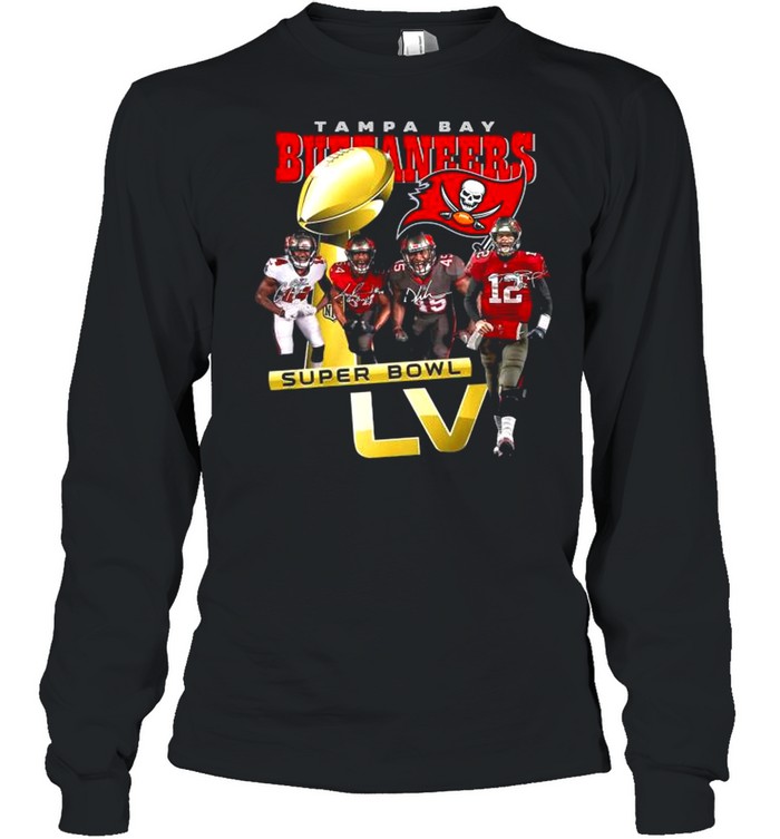Tom Brady Devin White Lavonte David and Chris Godwin Tampa Bay Buccaneers With Super Bowl Lv 2021 Signatures shirt Long Sleeved T-shirt