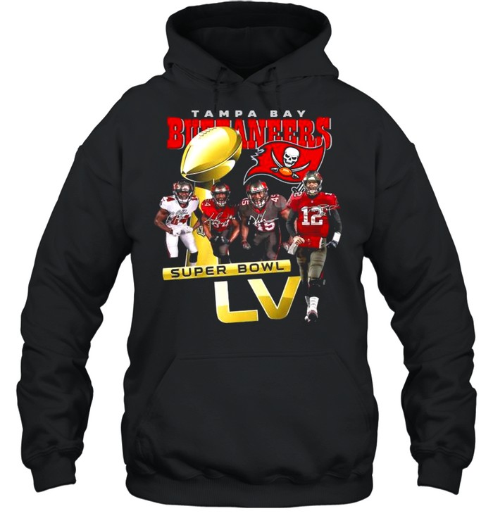 Tom Brady Devin White Lavonte David and Chris Godwin Tampa Bay Buccaneers With Super Bowl Lv 2021 Signatures shirt Unisex Hoodie