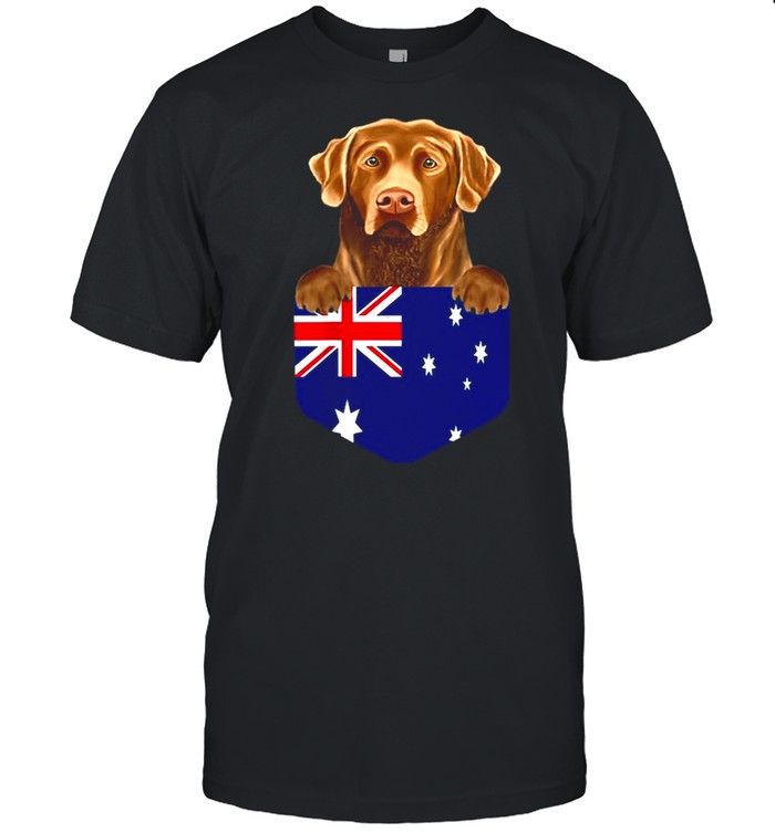 Australia Flag Chesapeake Bay Retriever Dog In Pocket shirt