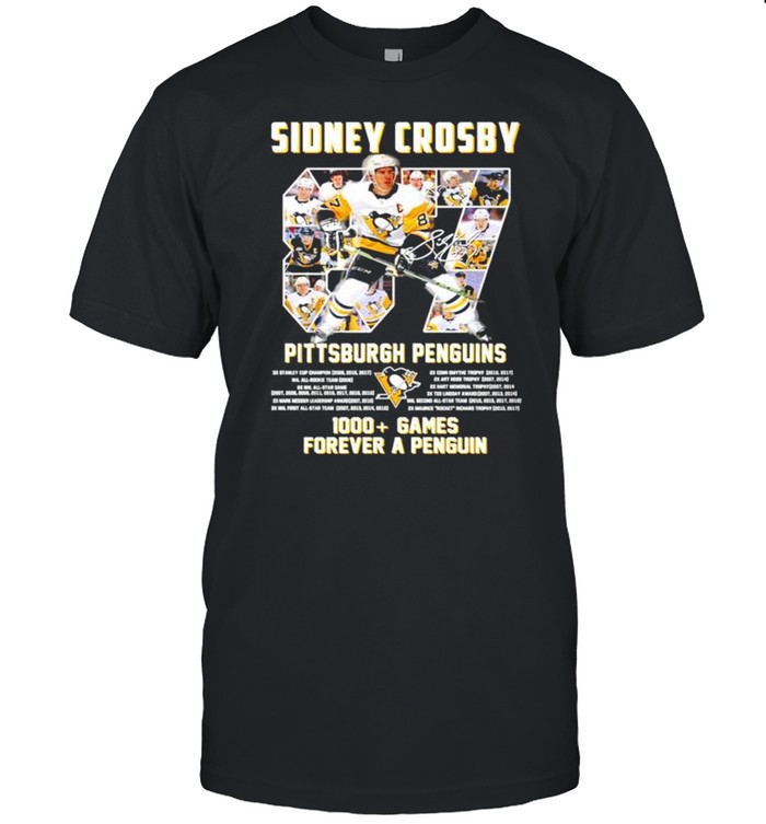 Sidney Crosby Pittsburgh Penguins 1000+ Games forever a penguin signature shirt