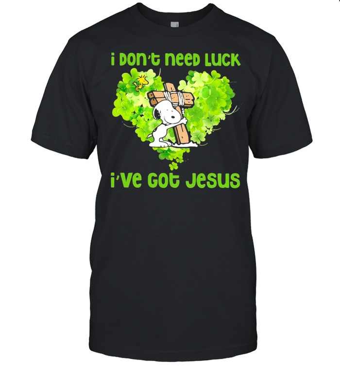I Don’t Need Luck I’ve Got Jesus Snoopy Heart Patricks Day shirt
