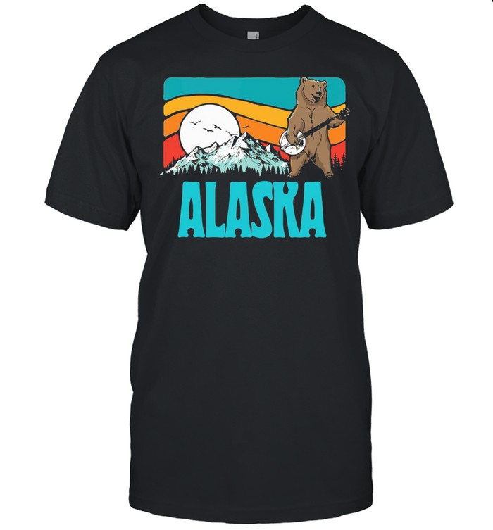 Alaska Mountains Bluegrass Banjo Bear Graphic shirt