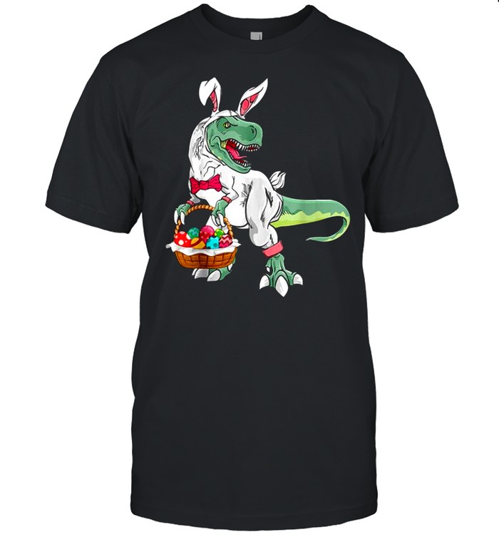 Dino Bunny Rabbit Eggs Basket Tee Shirt