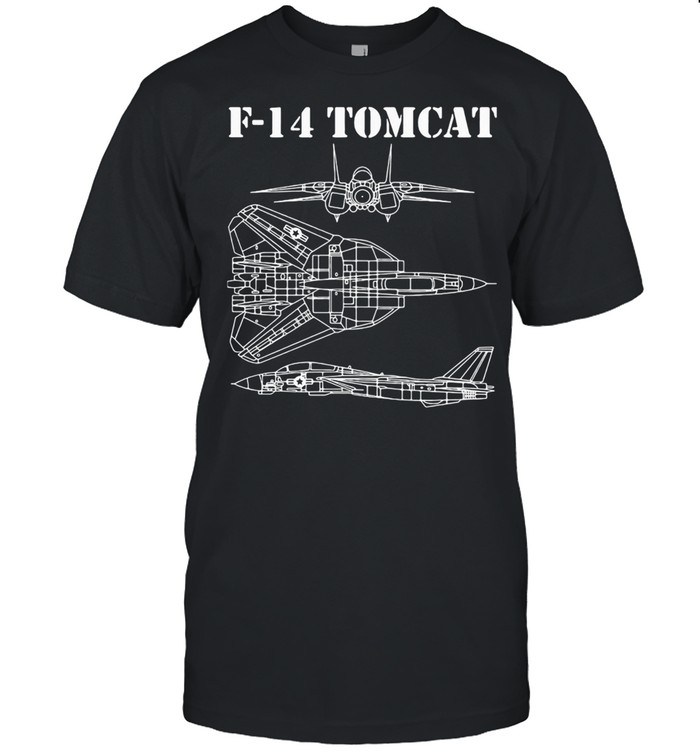 F 14 Tomcat Fighter Warbird Blueprint Schematics Diagram Shirt