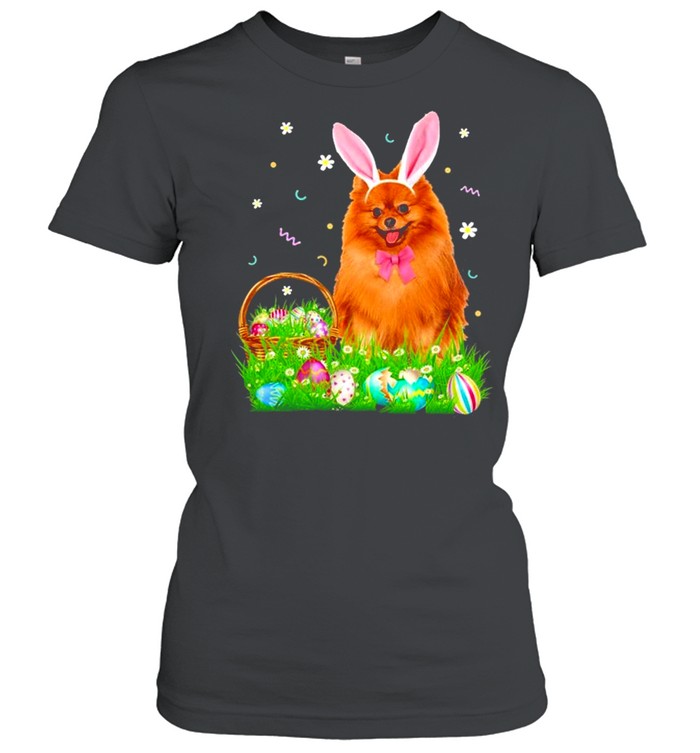 Pomeranian Easter Day Bunny Eggs Easter Costume shirt Classic Women's T-shirt