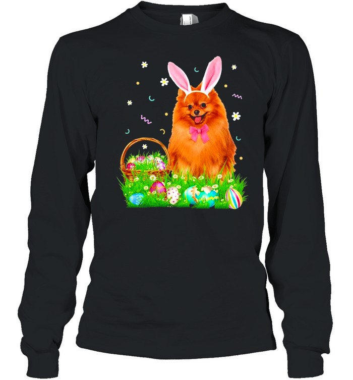 Pomeranian Easter Day Bunny Eggs Easter Costume shirt Long Sleeved T-shirt