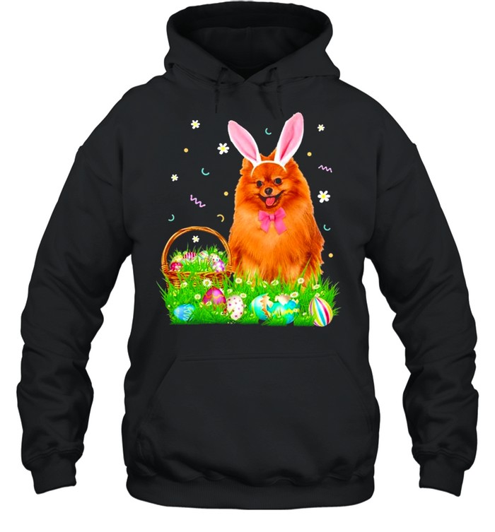 Pomeranian Easter Day Bunny Eggs Easter Costume shirt Unisex Hoodie