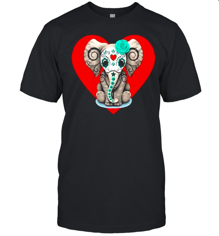 Sugar Skull Elephant Heart Valentine’s Day Shirt