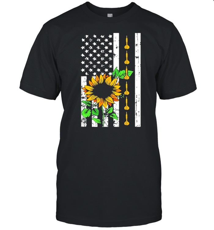 Dart Arrows American Flag Sunflower Cool Sports Lover Shirt