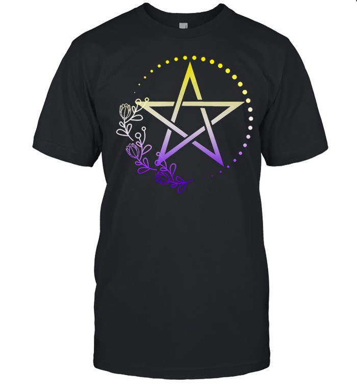 Nonbinary Pentagram Wiccan Pagan NB Enby Pride Flag Boho shirt