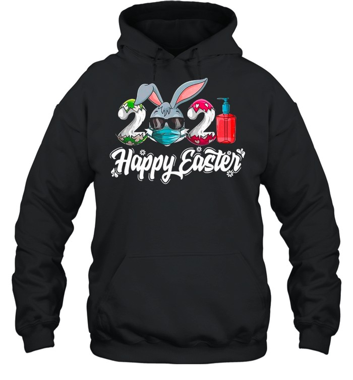 Bunny Face Mask 2021 Eggs And Covid Happy Easter shirt Unisex Hoodie
