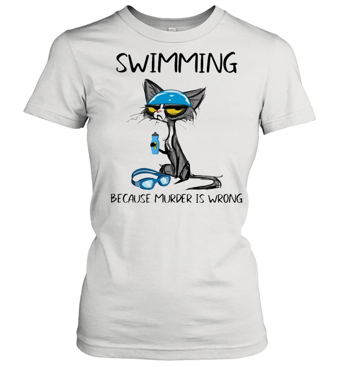 Swimming Because Murder Is Wrong Black Cat Classic Women's T-shirt