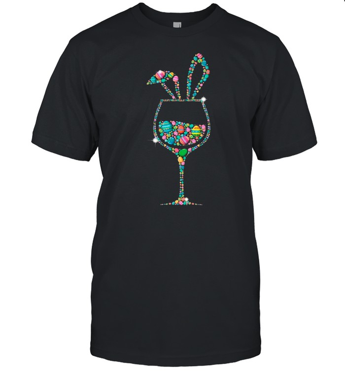 Diamond Bunny Wine Glass Happy Easter Eggs 2021 shirt