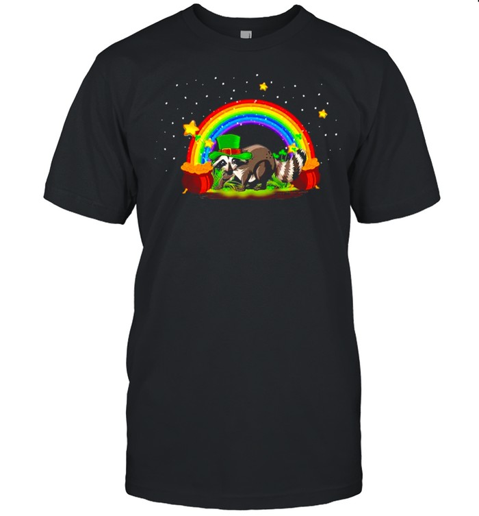 Irish Rainbow Leprechaun Hat Lucky Raccoon St. Patrick’s Day Shirt