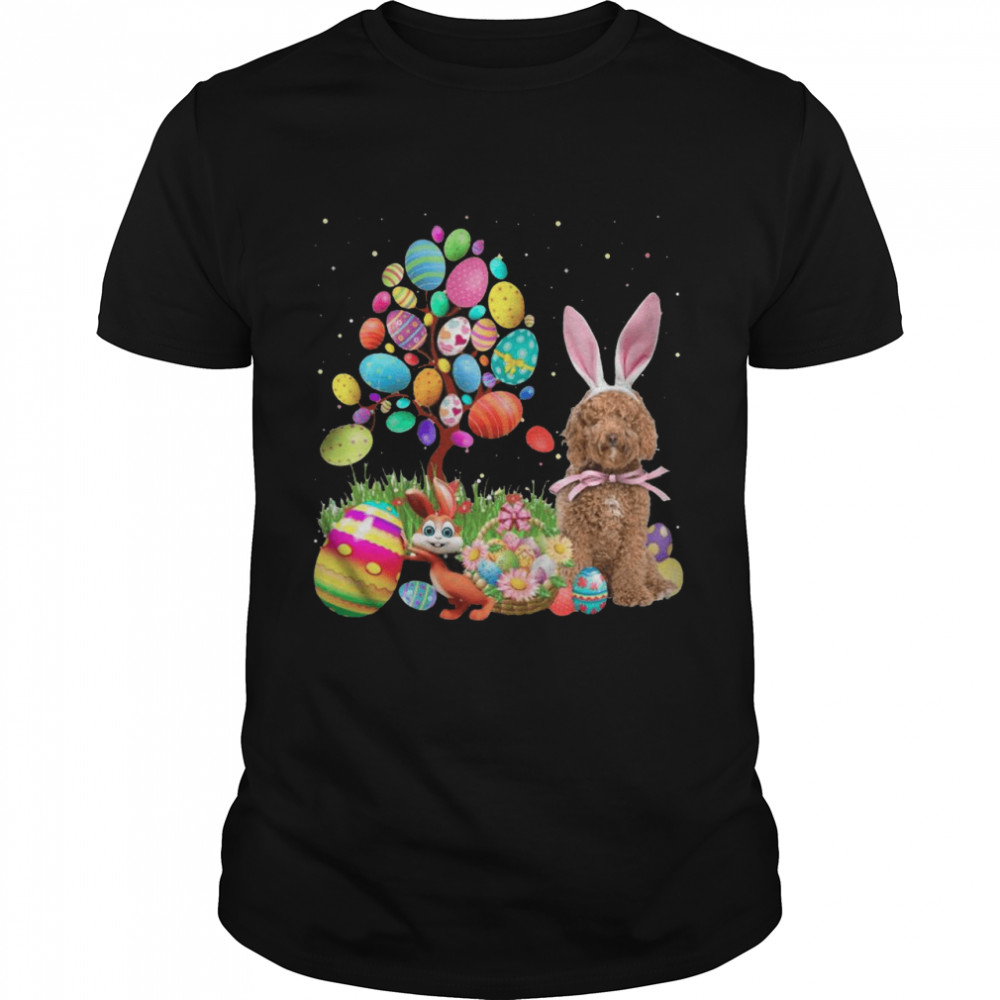 Bunny Labradoodle Dog And Bunny Happy Easter Eggs shirt