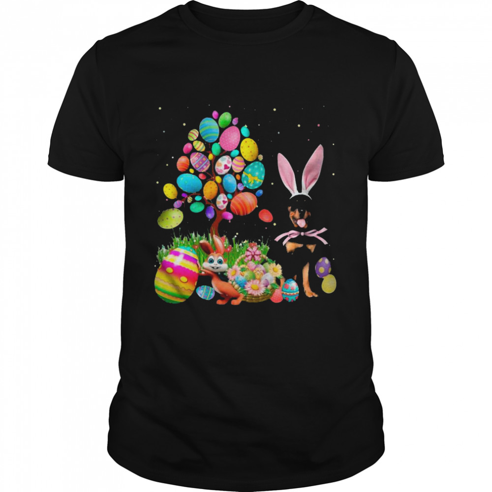 Bunny Rottweiler Dog And Bunny Happy Easter Eggs shirt