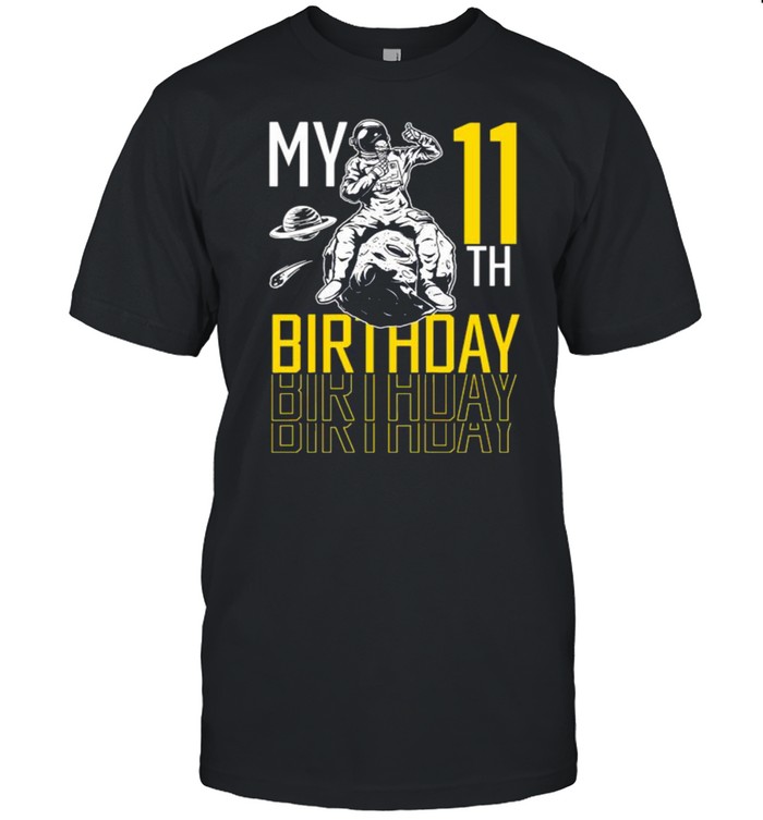 11 Year Old 11th Astronaut Birthday Space Rocket Shirt