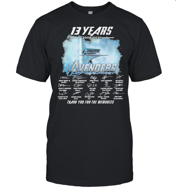 13 Years 2008 2021 Avengers Signatures Thank You For The Memories Shirt