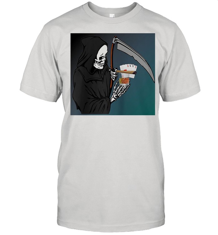 Grim Reaper Death Soul Collector Poker Player Card T-shirt