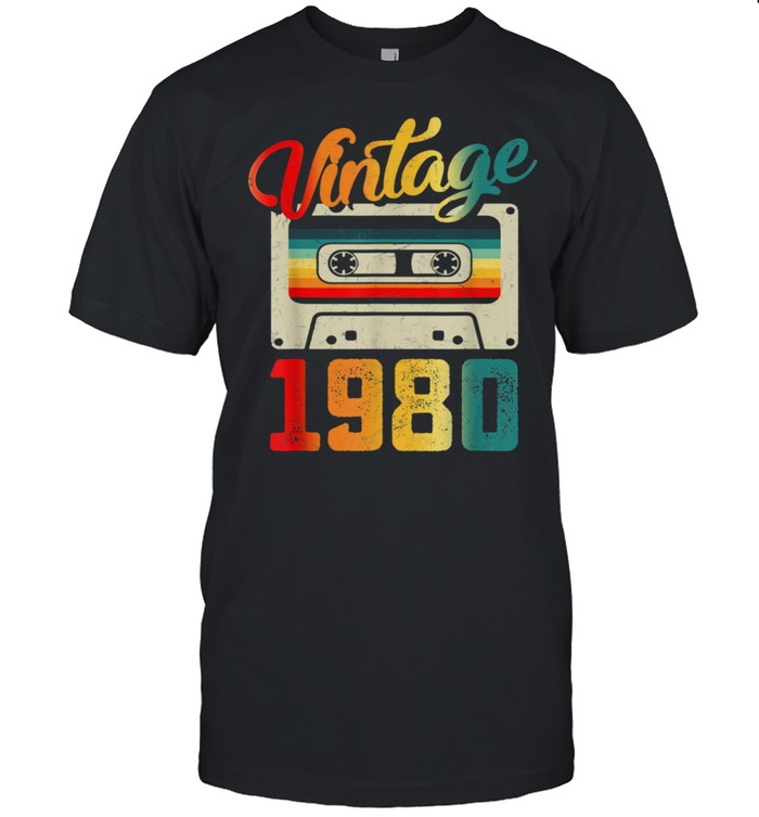 Vintage 1980 Music Cassette Tape 41st Birthday 41 Years Old shirt