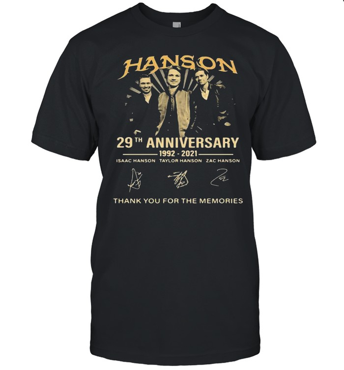 Hanson 29th Anniversary 1992 2021 Thank You For The Memories Signatures Shirt
