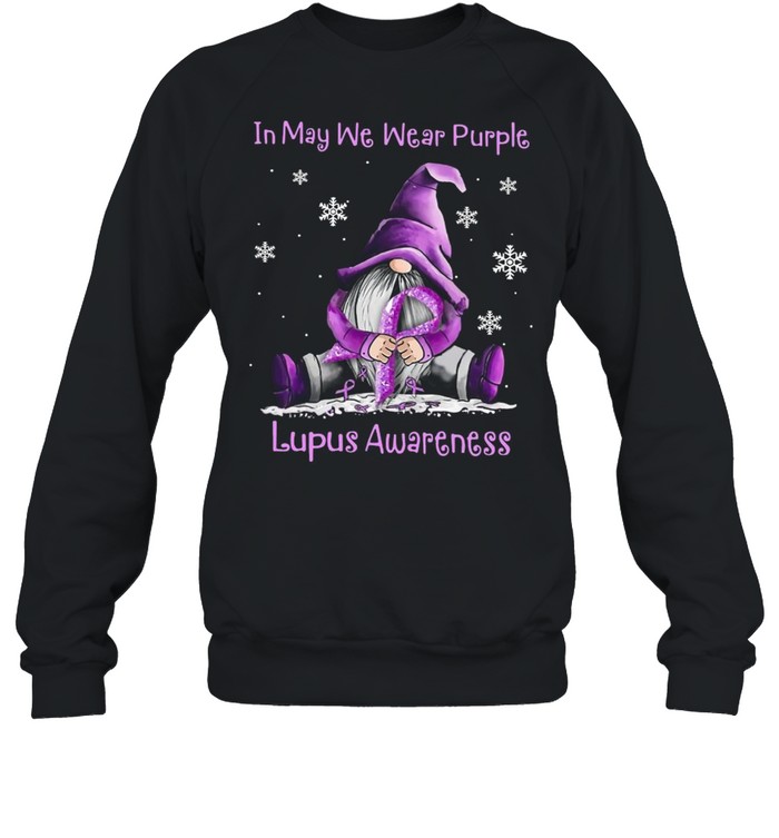 Gnome I May We Wear Purple Lupus Awareness shirt Unisex Sweatshirt