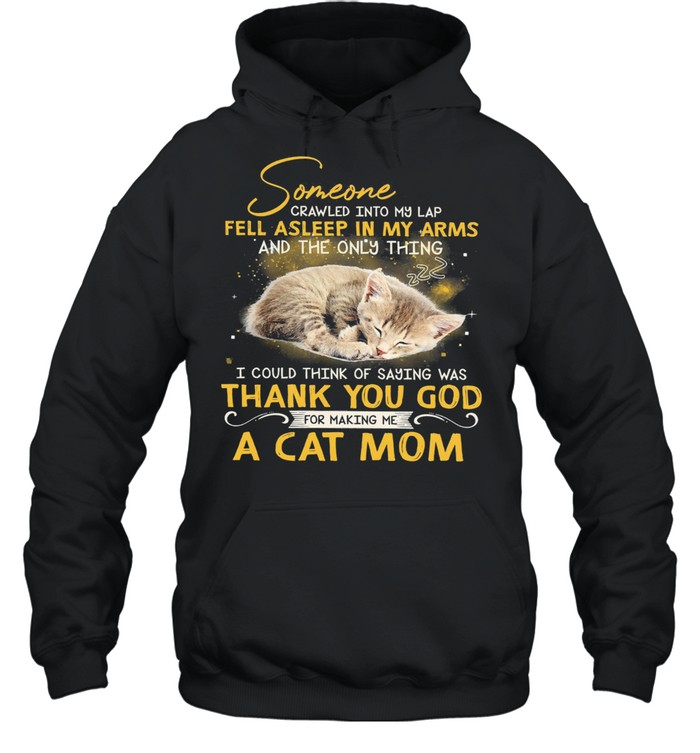 Someone crawled into my lap fell asleep in my arms and the only things for making me a cat mom shirt Unisex Hoodie