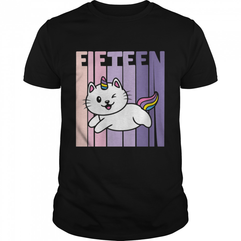 15 Year Old Cute Caticorn Cat Unicorn Birthday Girl Bday shirt