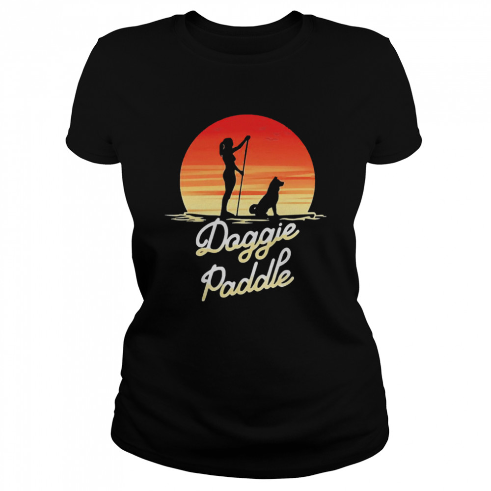 Girl and dog doggie paddle sunset shirt Classic Women's T-shirt