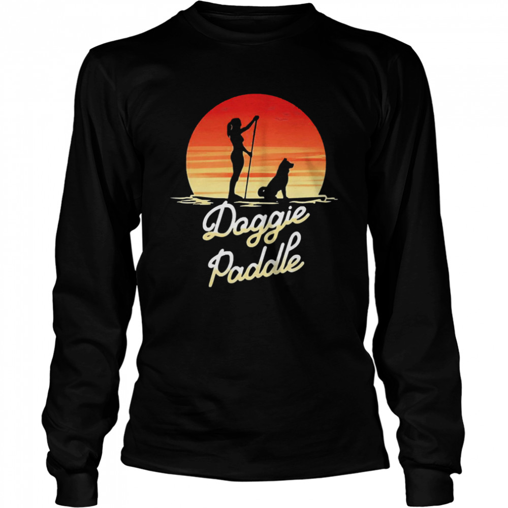 Girl and dog doggie paddle sunset shirt Long Sleeved T-shirt