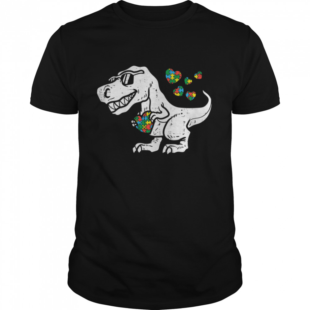 Trex Dinosaur Puzzle Dino Autism Awareness Toddler Boys shirt