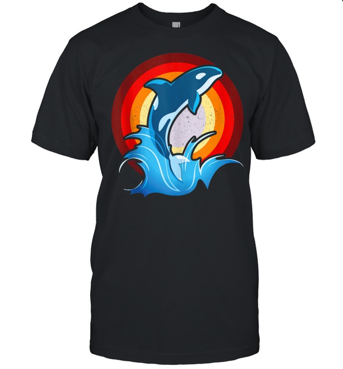 Sunset Ocean Animal Aquarist Whale Retro Orca shirt