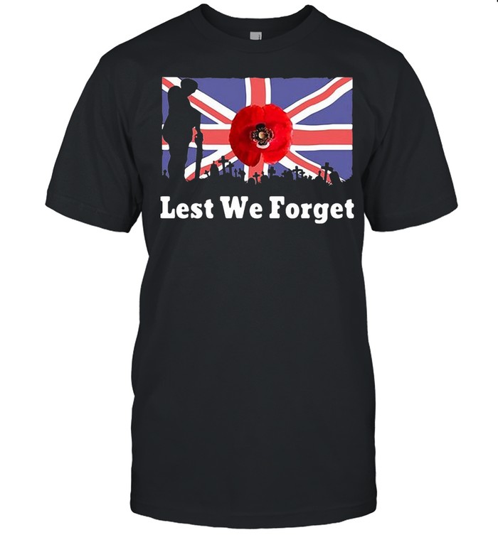 Lest We Forget Remembrance Day UK Flag T-shirt