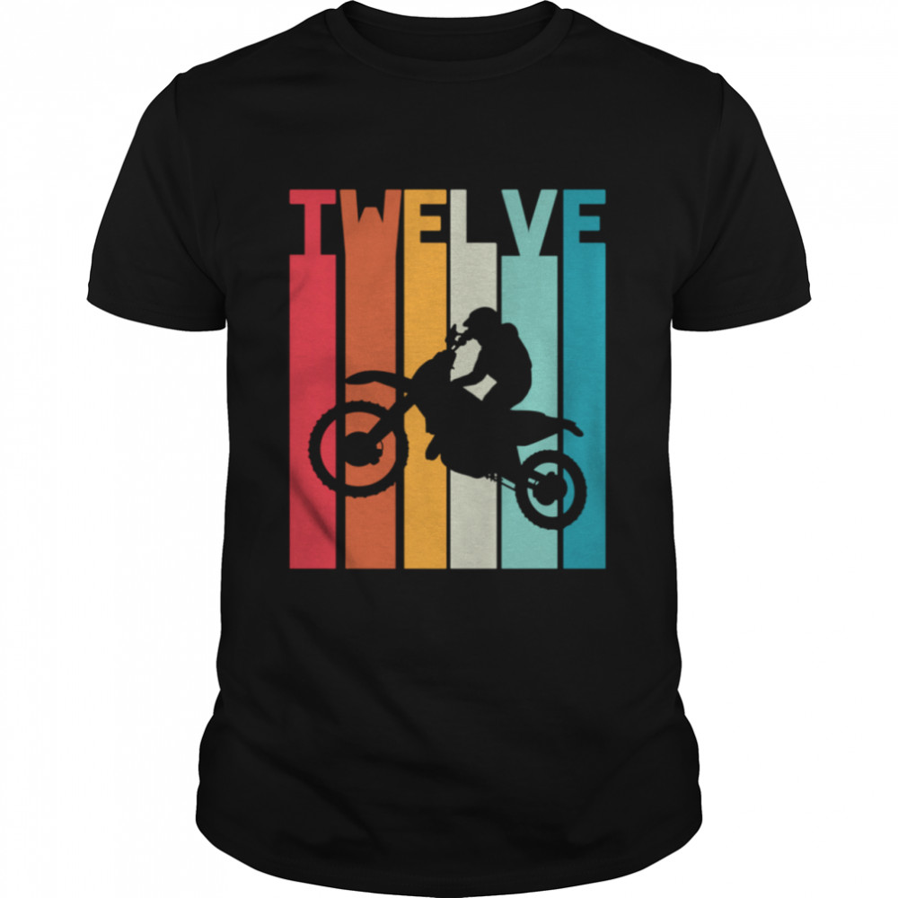 12th Birthday Retro Motocross 12 Years Boys Girl Dirt Bike shirt