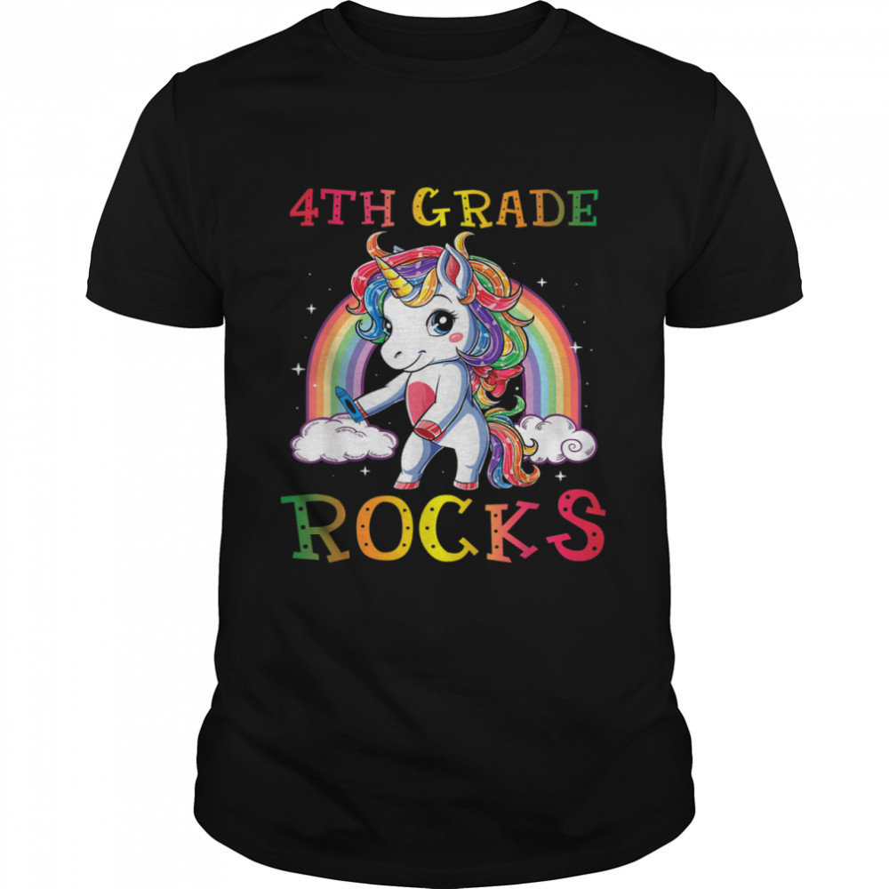 4th Grade Rocks Flossing Unicorn Cute Back To shirt