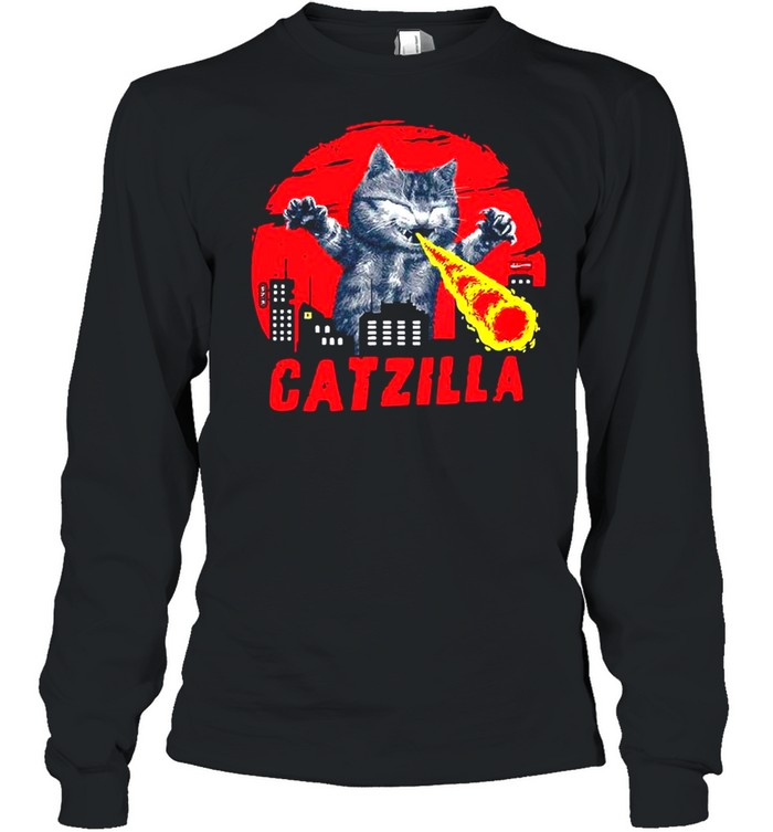 Kawaii Catzilla shirt Long Sleeved T-shirt