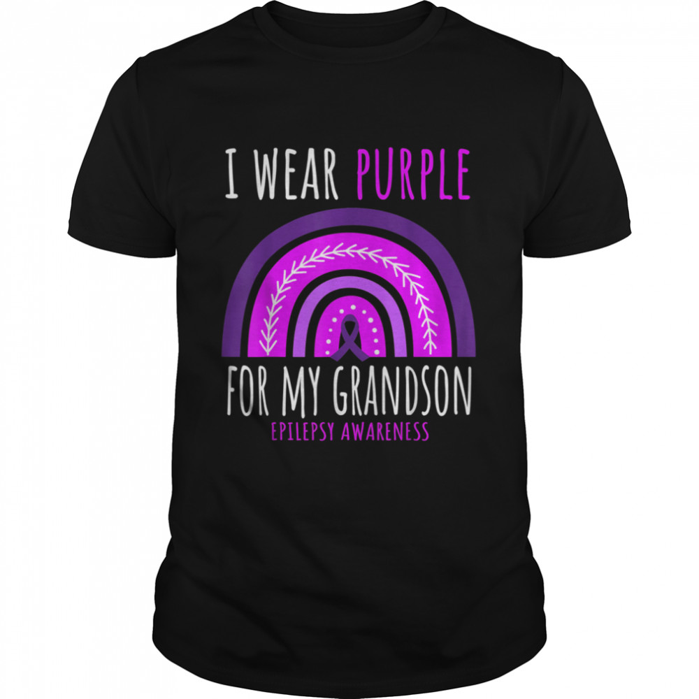 Rainbow Grandma Grandpa Purple Grandson Epilepsy Awareness shirt