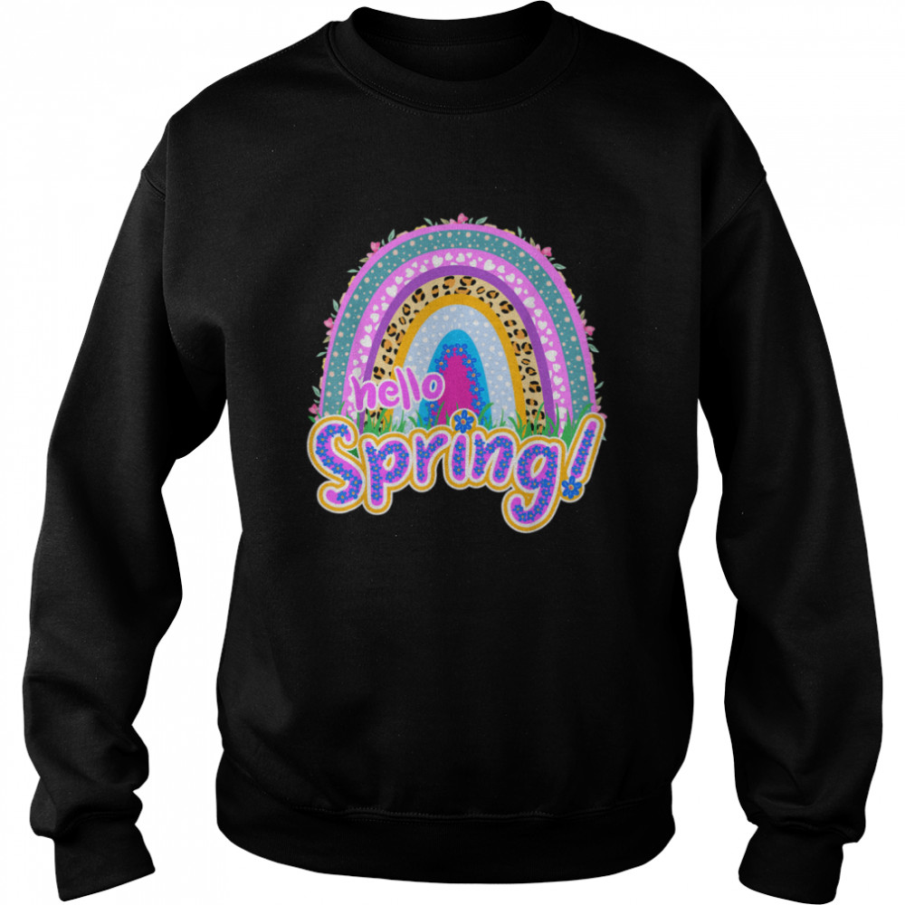 Hello Spring Boho Rainbow shirt Unisex Sweatshirt