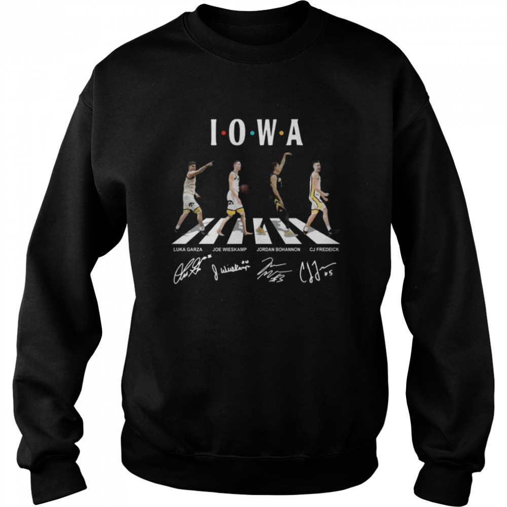 The Iowa Hawkeyes Team Football With Garza Wieskamp Bohannon And Fredrick Abbey Road Signatures shirt Unisex Sweatshirt