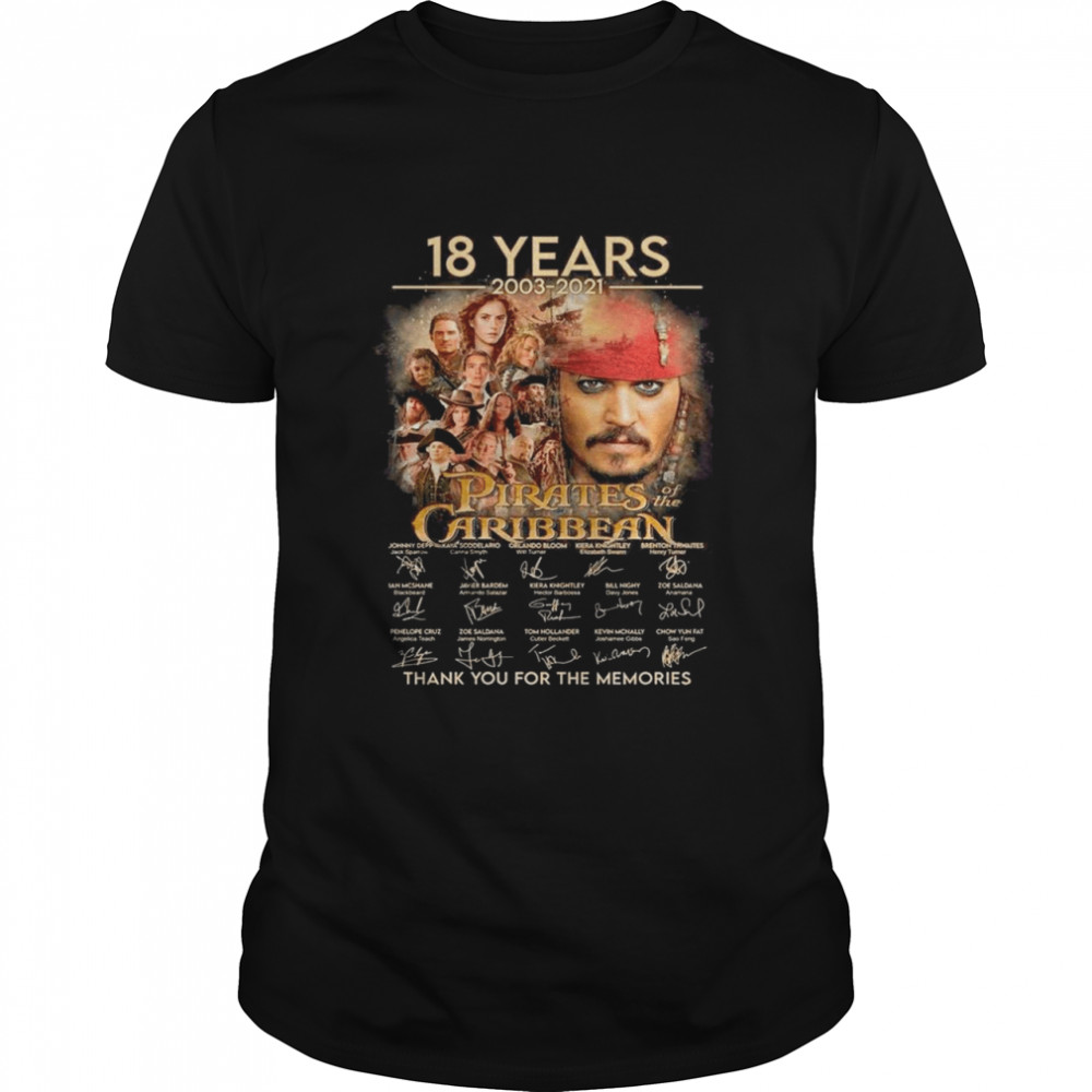 18 Years 2003 2021 Pirates Of The Caribbean Signatures Thank You For The Memories shirt