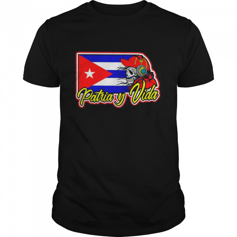 Skull Patria Y Vida Cuba Libre Flag shirt