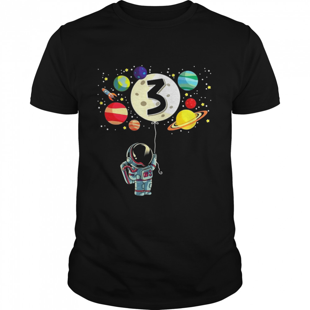 3 Years Old Birthday Boy Gifts Astronaut 3Rd Birthday T-shirt