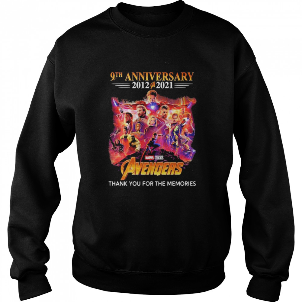 9th Anniversary 2012 2021 Avengers Thank You For The Memories Unisex Sweatshirt