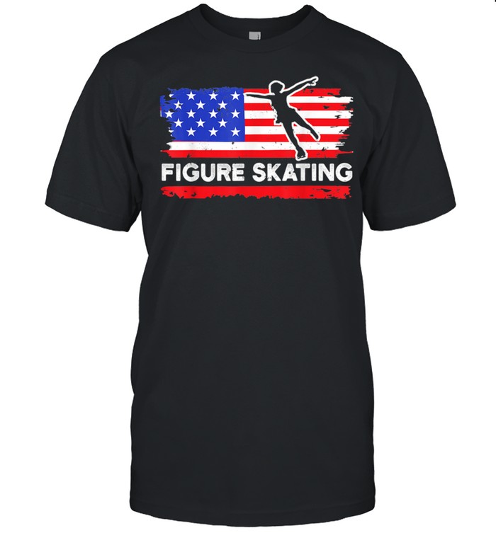American Flag Figure Skating Figure Skater Ice Skates Shirt