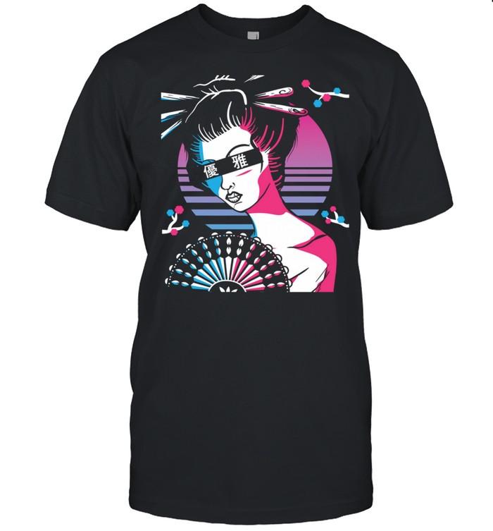 Aesthetic Vaporwave Japanese Fan Geisha Graceful Sunset Shirt