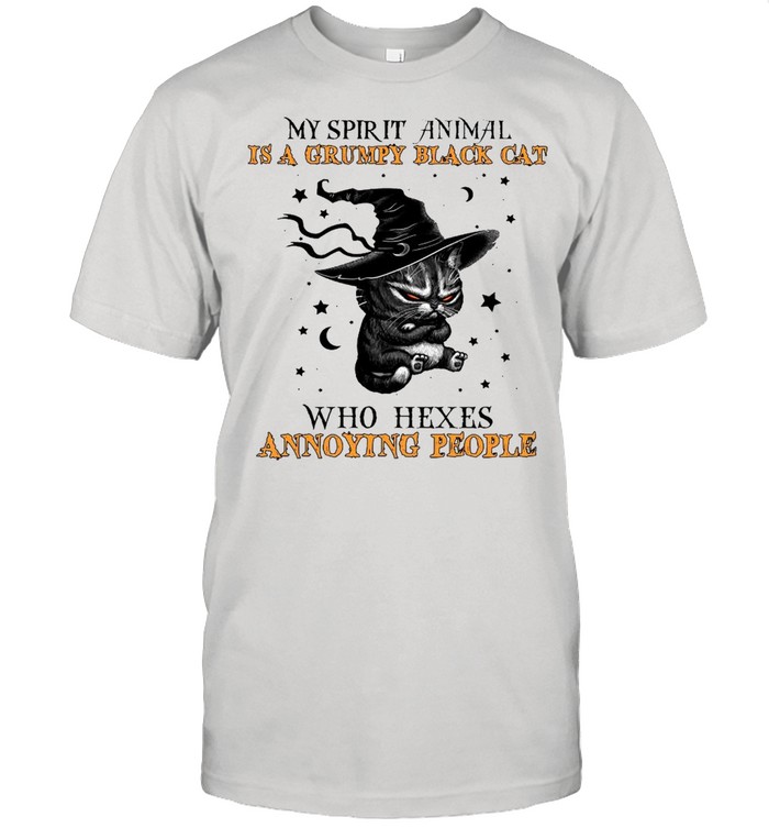 Witch Black Cat My Spirit Animal Is A Grumpy Black Cat Who Hexes Annoying People T-shirt