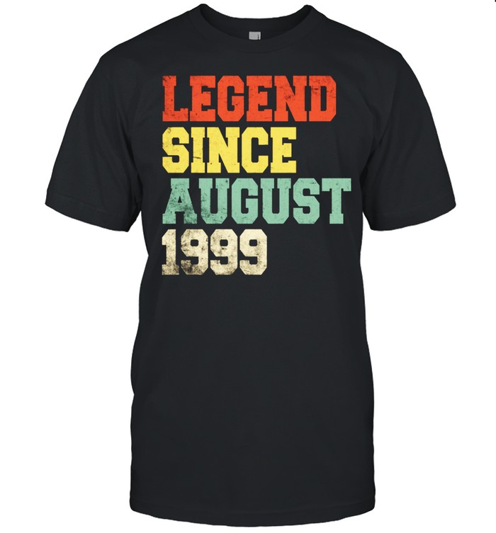 22nd Vintage Legend August 1999 Birthday 22 Years Old shirt