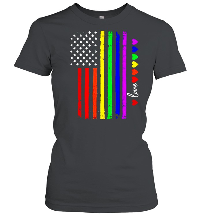 Diversity rainbow America flag love shirt Classic Women's T-shirt