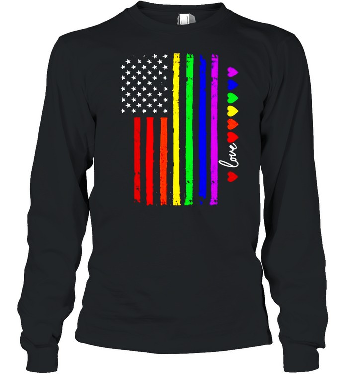 Diversity rainbow America flag love shirt Long Sleeved T-shirt