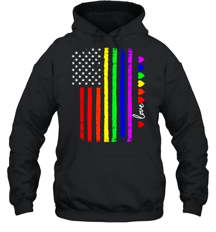 Diversity rainbow America flag love shirt Unisex Hoodie